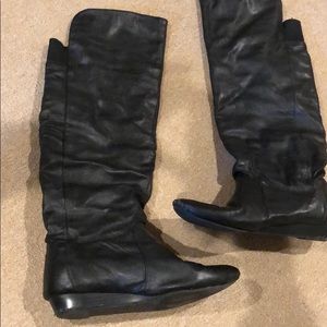 Knee high small heel boots